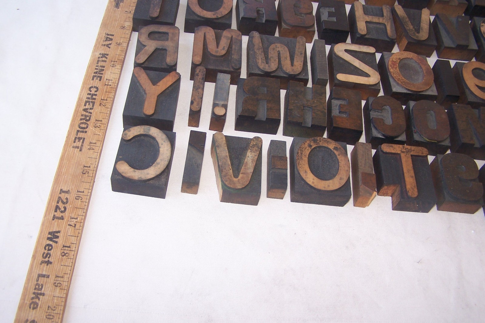 HUGE LOT! 128 Vintage Letterpress wood print typeset printing block typography