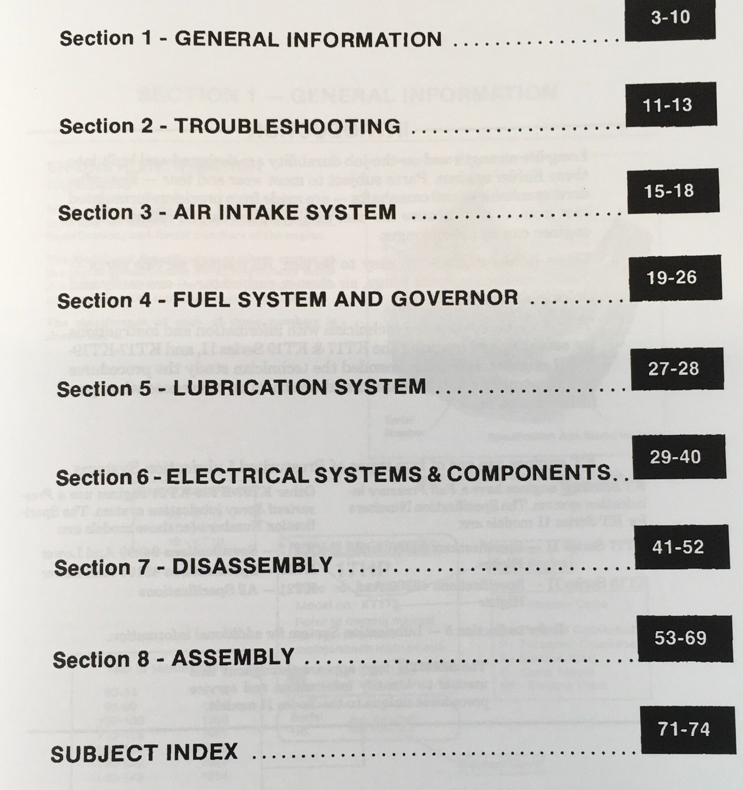 Cub Cadet 782 Chassis Garden Tractor Kohler Kt17 Series Ii Engine Service Manual