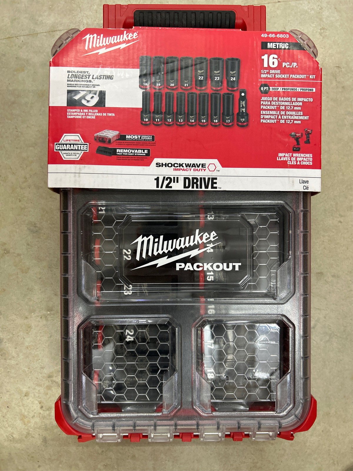 SHOCKWAVE Impact Duty 1/2″ Drive Metric Deep Well PACKOUT Socket Set (16-Piece)