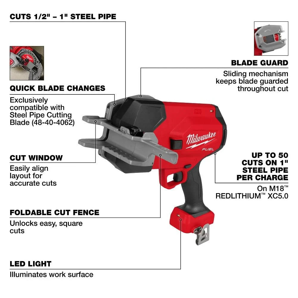 Milwaukee 3469-20 M18 FUEL 18V ½”-1” Steel Pipe Cutter