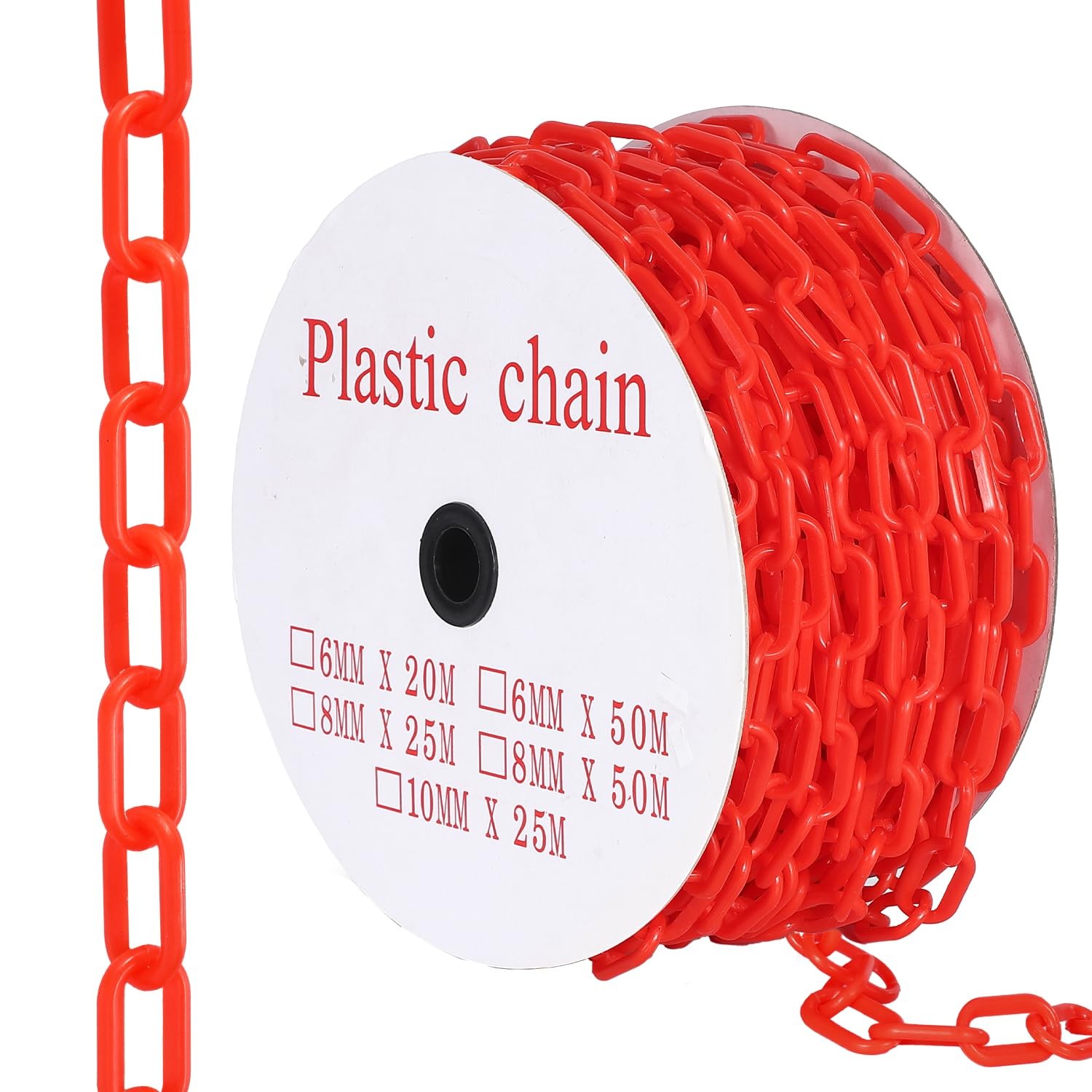 240FT Plastic Safety Chain 1.5in Links 6mm Thick included 50 Hooks Crowd Control