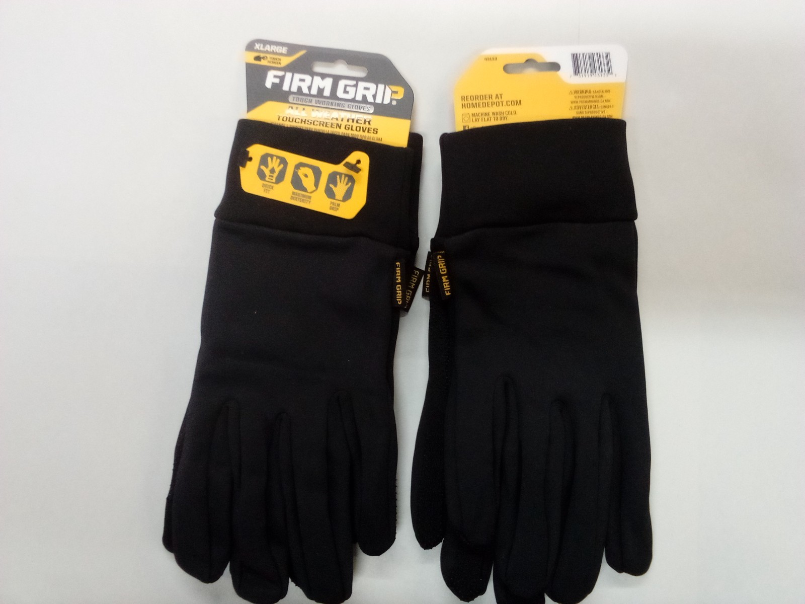 Firm Grip All Weather Touchscreen Work Gloves Size XL Black 43133 One Pair