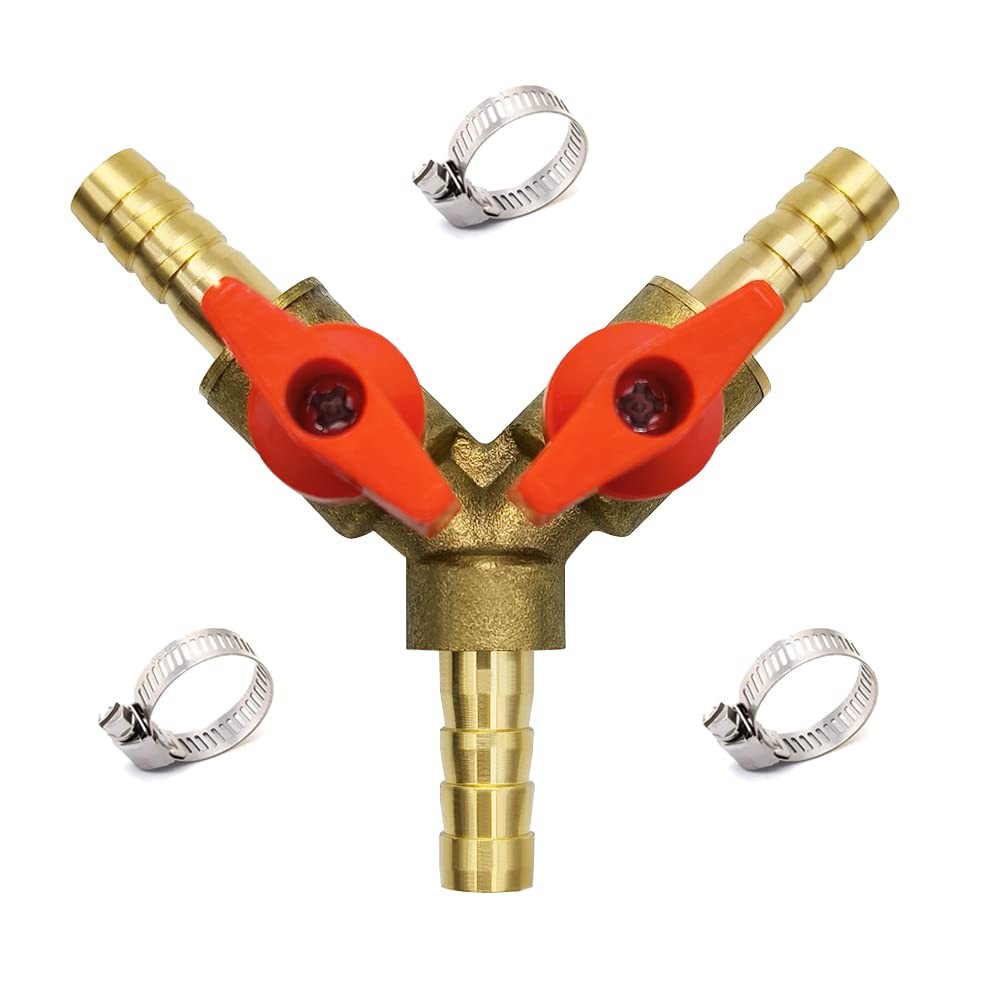 Hooshing 3 Way Shut Off Ball Valve 5/16″ ID Hose Barb 2 Switch | Y Shaped Ball V