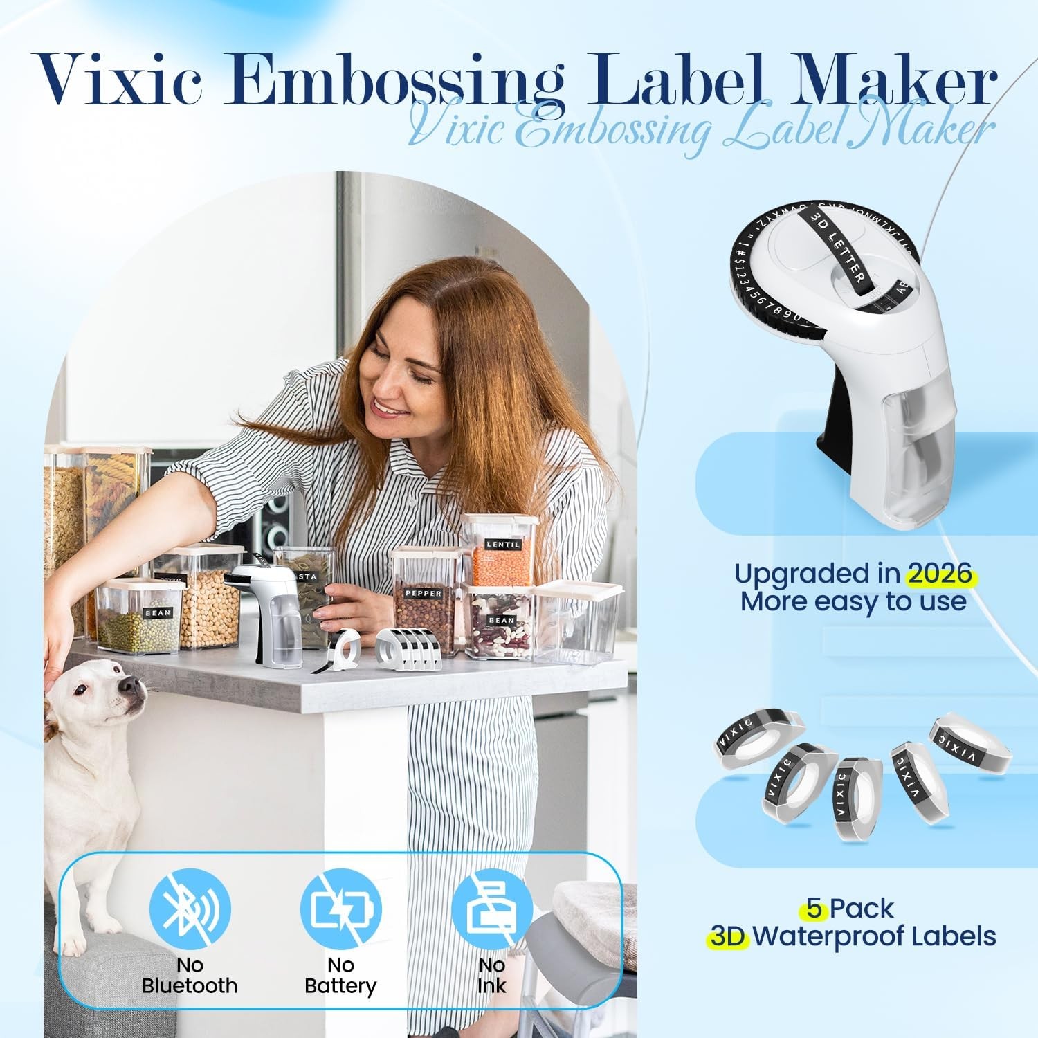Phomemo Embossing Label Maker with 5 Tapes Organizer Xpress Pro Label Maker
