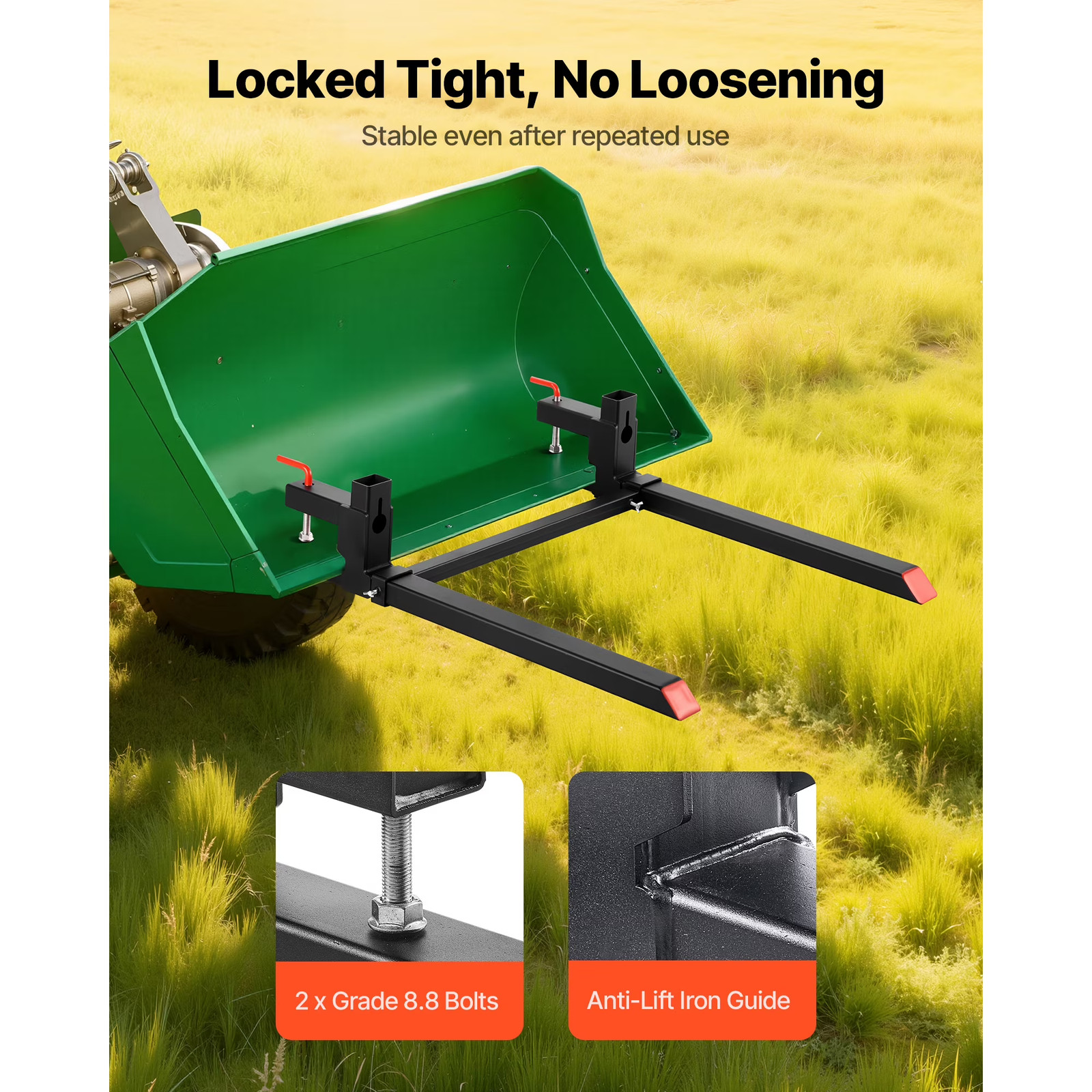 Black Bucket Fork Attachments Fit Tractors, Loaders & Skid Steers