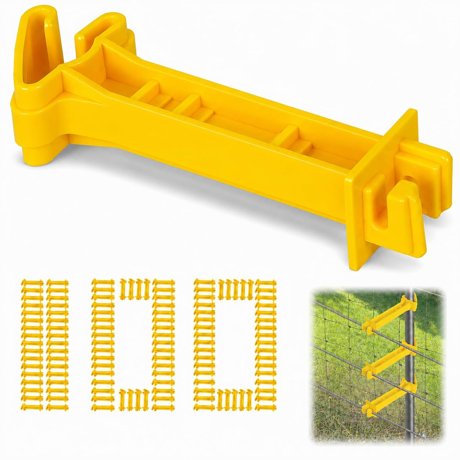 100 Pcs 5 Inch Snap-On T-Post Electric Fence Insulators, Yellow | T-Post Extende