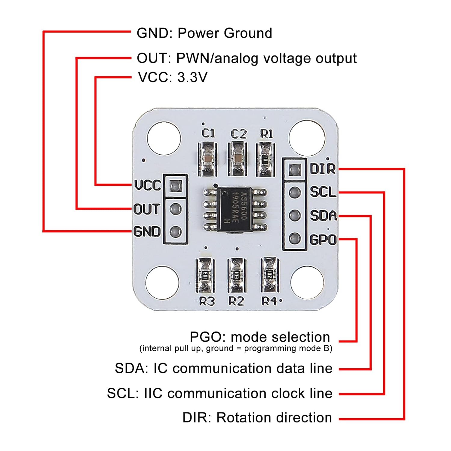 4PCS AS5600 12bit Magnetic Encoder Sensor Module High Precision Angle