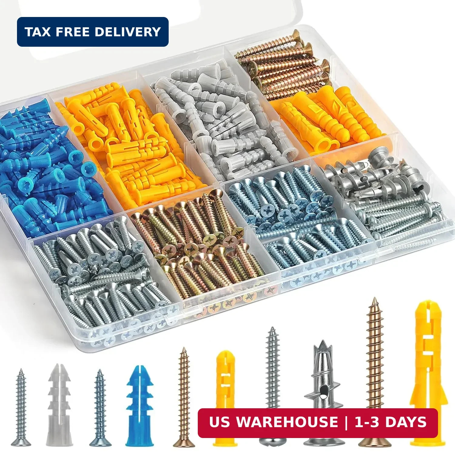 VGBUY Drywall Anchors and Screws Assortment Kit 286PCS, 143 Plastic & Zinc Dry W