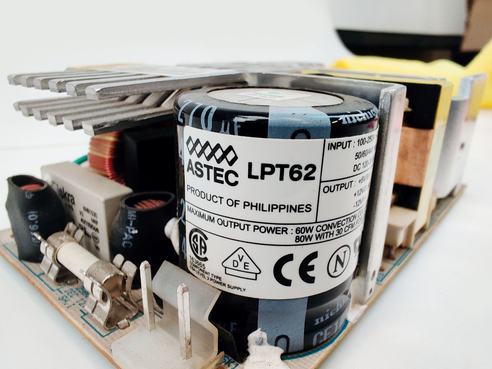 ASTEC LPT62 60W Switching Power Supply 5V/8A 12V/3.5A -12V/1A Tested Varian 300