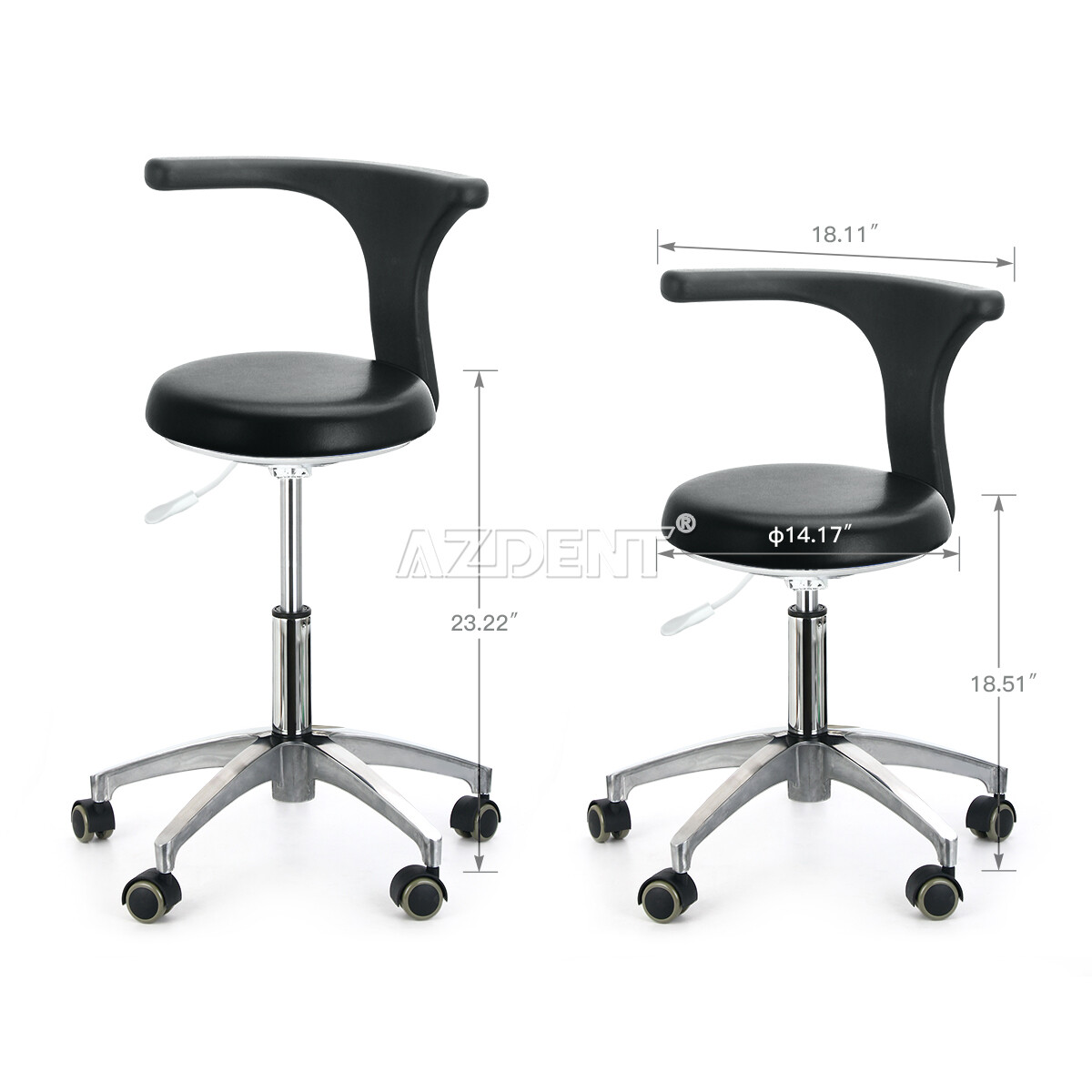 Taburete de Asistente Dental Taburete de Dentista Silla Ajustable de Cuero PU