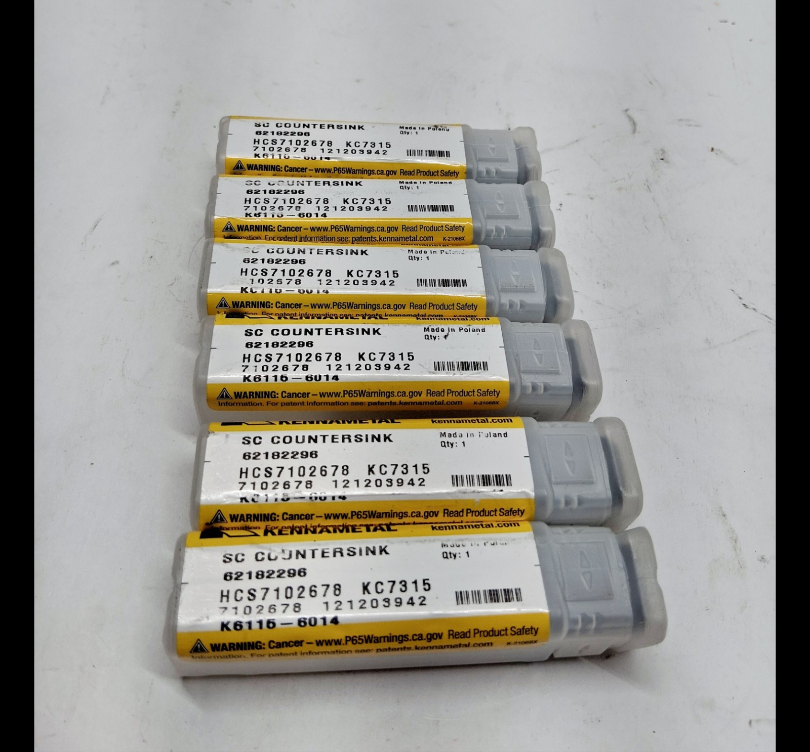 Kennametal SC Countersink HCS7102678 KC7315 R6115-6014 Solid Carbide QTY: 6