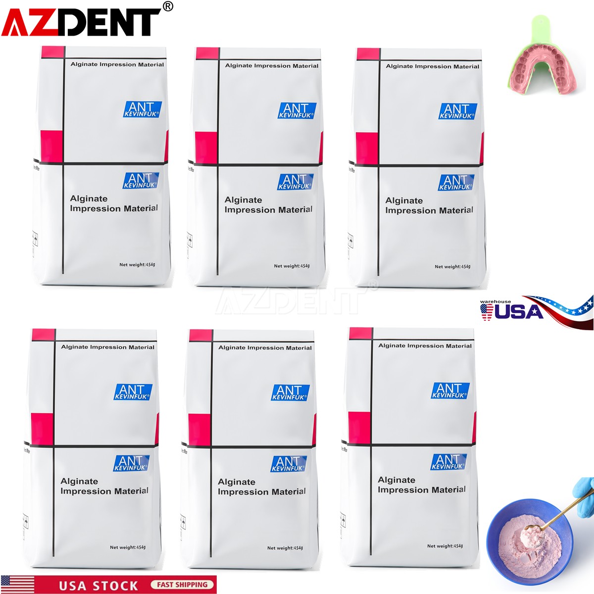 6 x Dental Chromatic Normal Set Dust Free Impression Material Alginate Dental