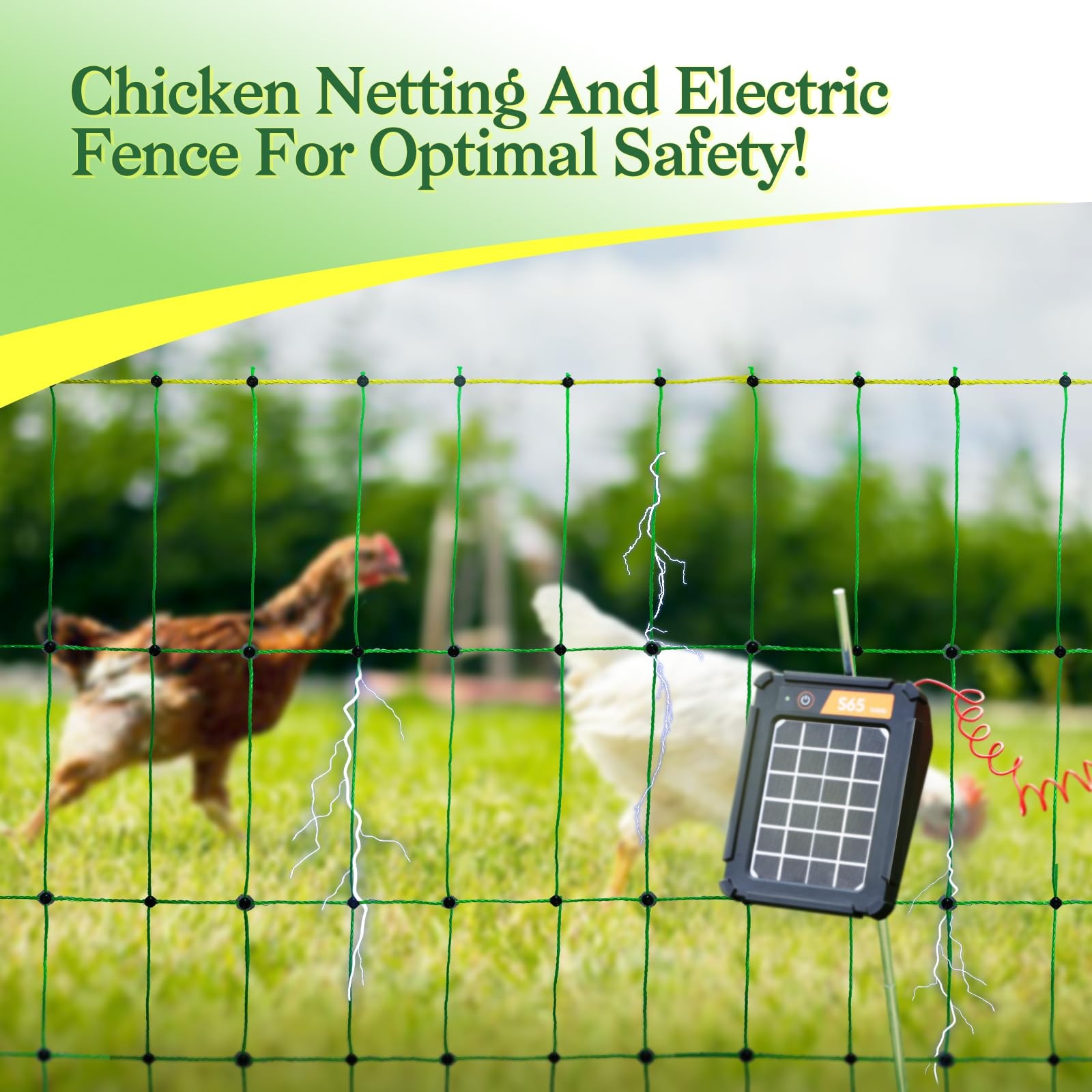 Electric Poultry Chicken Netting Fence Double Spiked Posts 48″ X 164′ 1PK