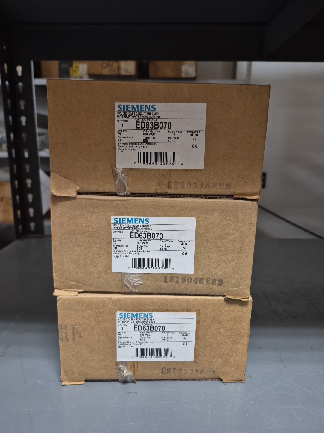 NEW Siemens ED6 ED63B070 3 Pole 70 Amp 480/277v Circuit Breaker