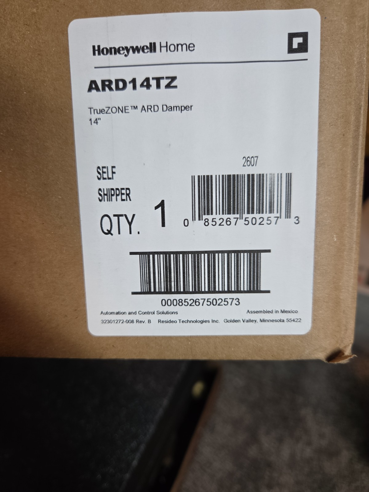 Honeywell ARD14TZ 14 in Round Galvanized Power Close 24V Zoning Damper