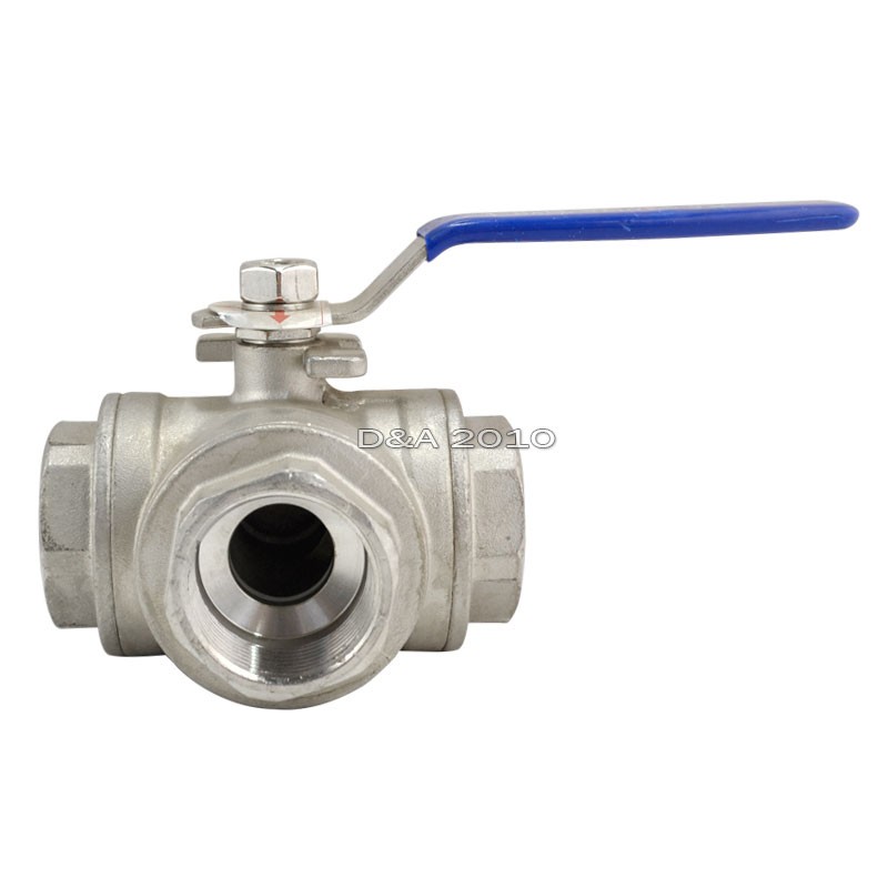 1-1/4″ 1.25″ NPT 3-way threaded Ball Valve Female Port T Type WOG1000 SS 304