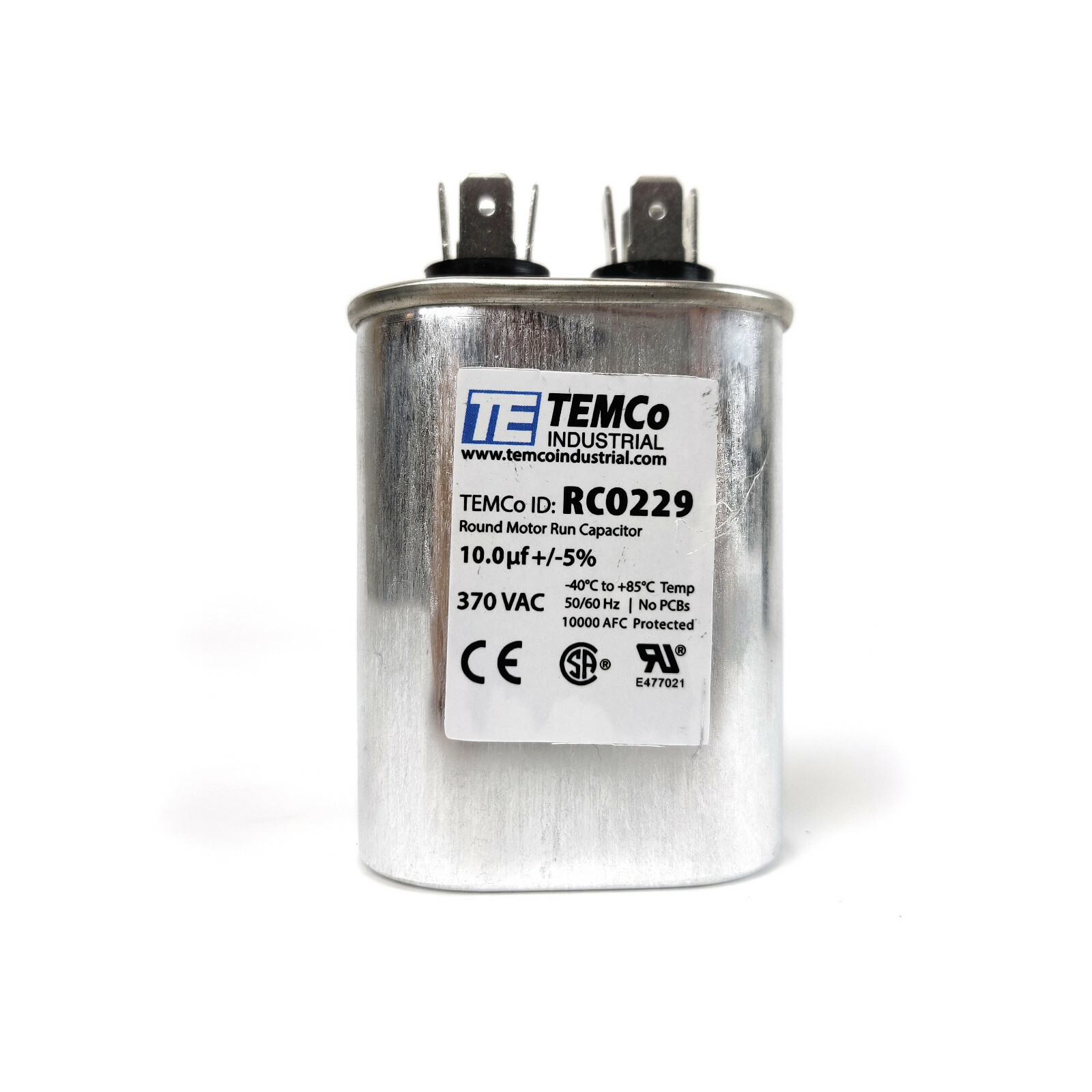 TEMCo 10 uf/MFD 370 VAC volts Oval Run Capacitor 50/60 Hz -Lot-1
