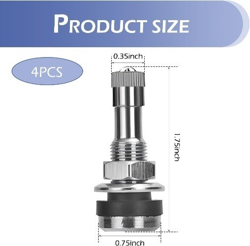 4 PCS Metal Valve Stems, Tire Valve Stems Outer Mount for Tubeless Tires, Fits 0