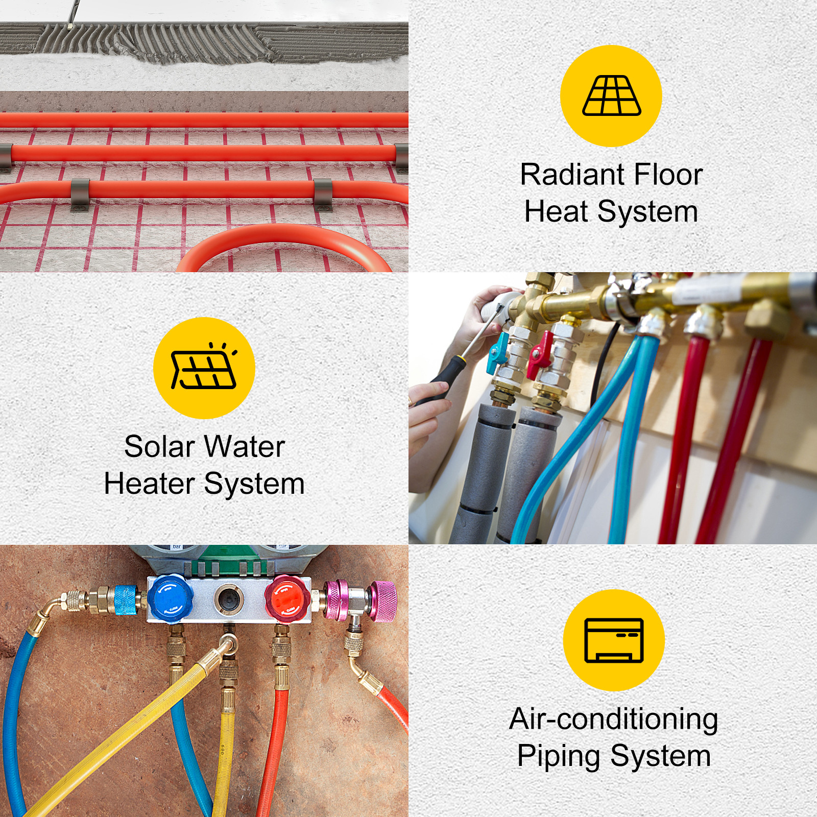 VEVOR 1/2″ x 1000ft Pex Tubing Pex Pipe Oxygen Barrier Red Radiant Floor Heating