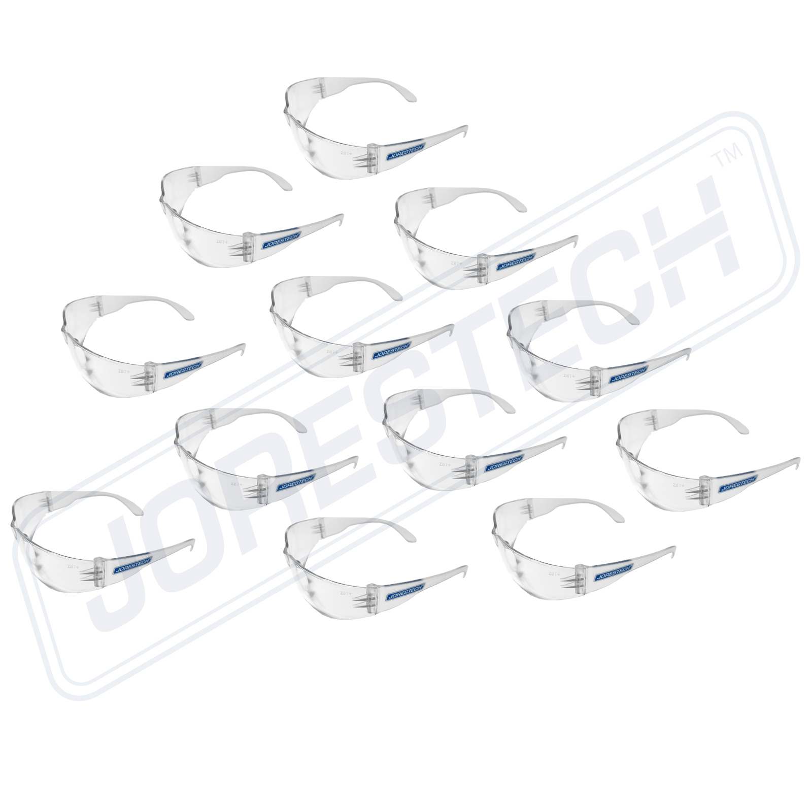 12 PAIR JORESTECH CLEAR UV LENS LOT SAFETY GLASSES BULK NEW