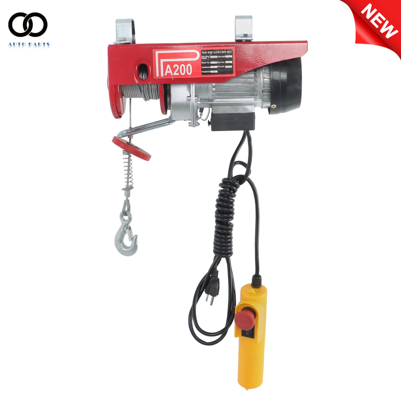 PA200 440lbs / 200kg Mini Electric Hoist 6.6 ft Wired Remote Control 110V