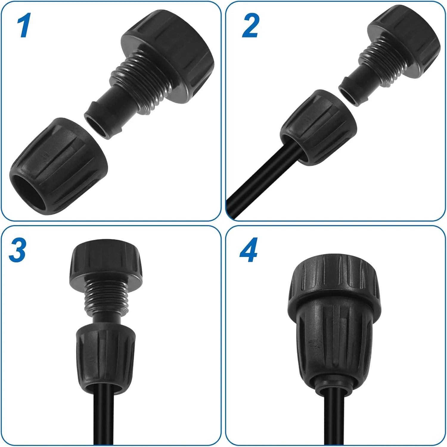 4 Pack 1/2 Inch Drip Irrigation Hose Connectors, 3/4 Inch Female Pipe Thread to