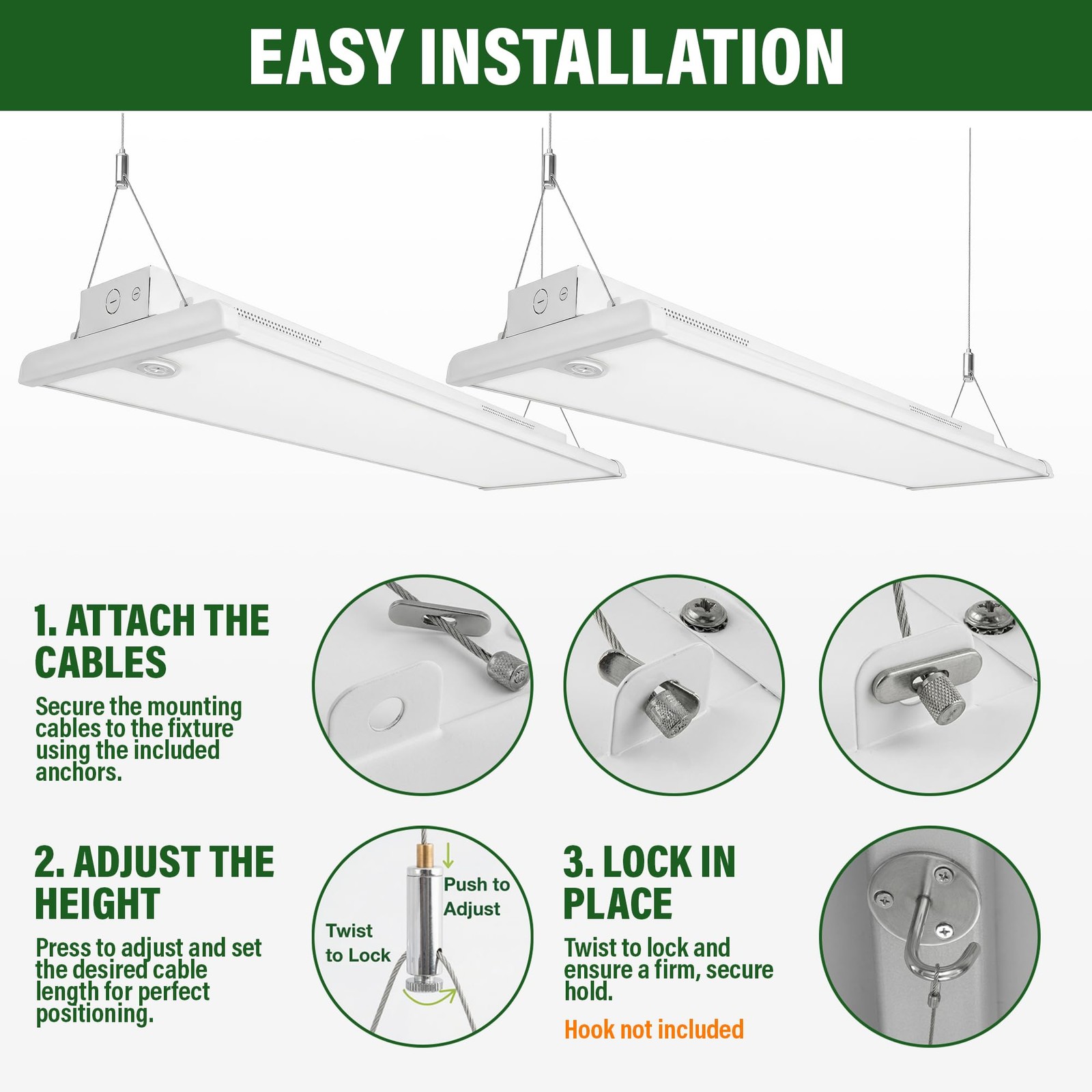 LAUCO LED Linear High Bay Light, 4FT 300/260/230w Selectable120-277V, Power