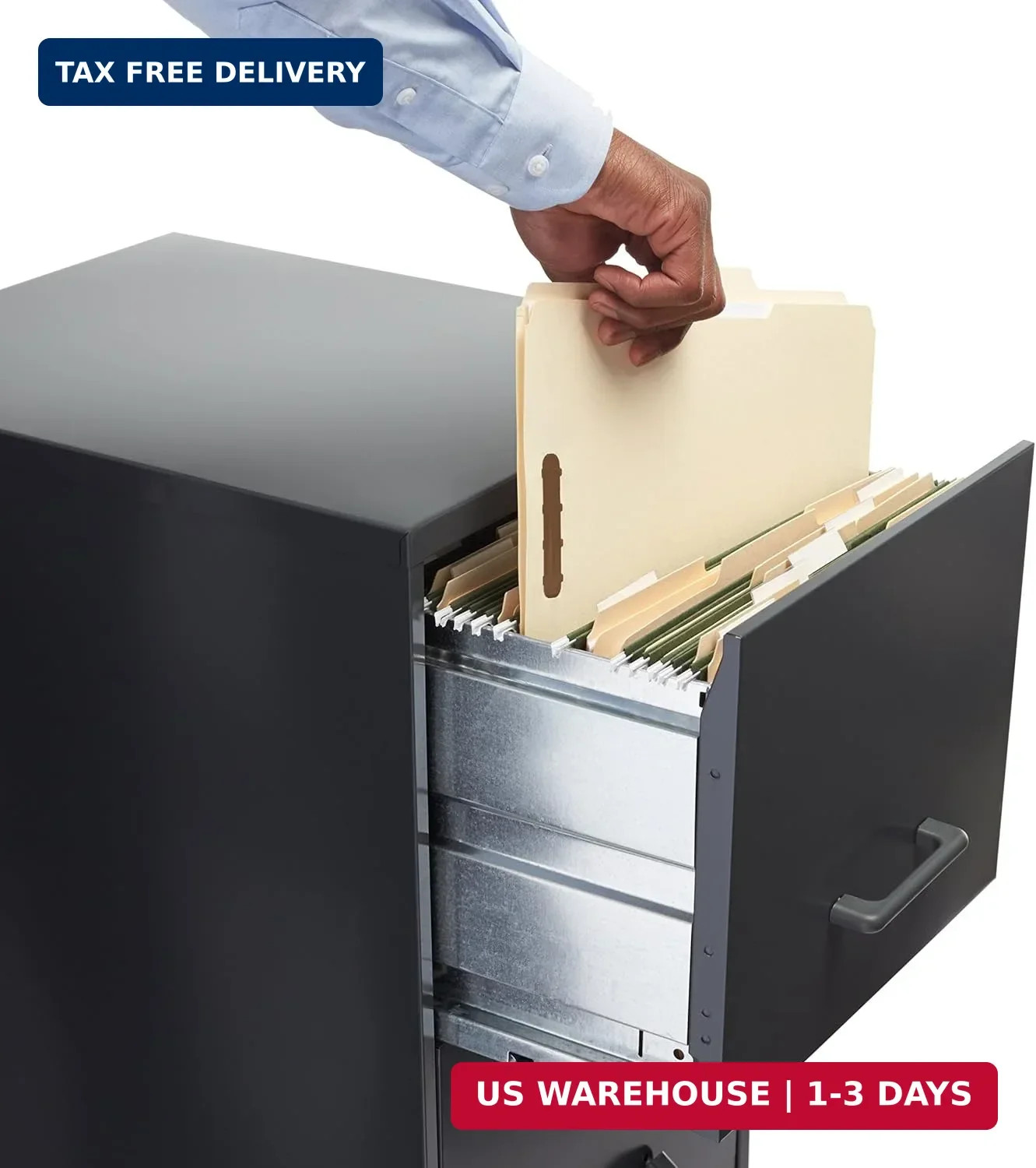 Amazon Basics Manila File Folders with Fasteners, 1/3 Cut Reinforced Tab, Letter