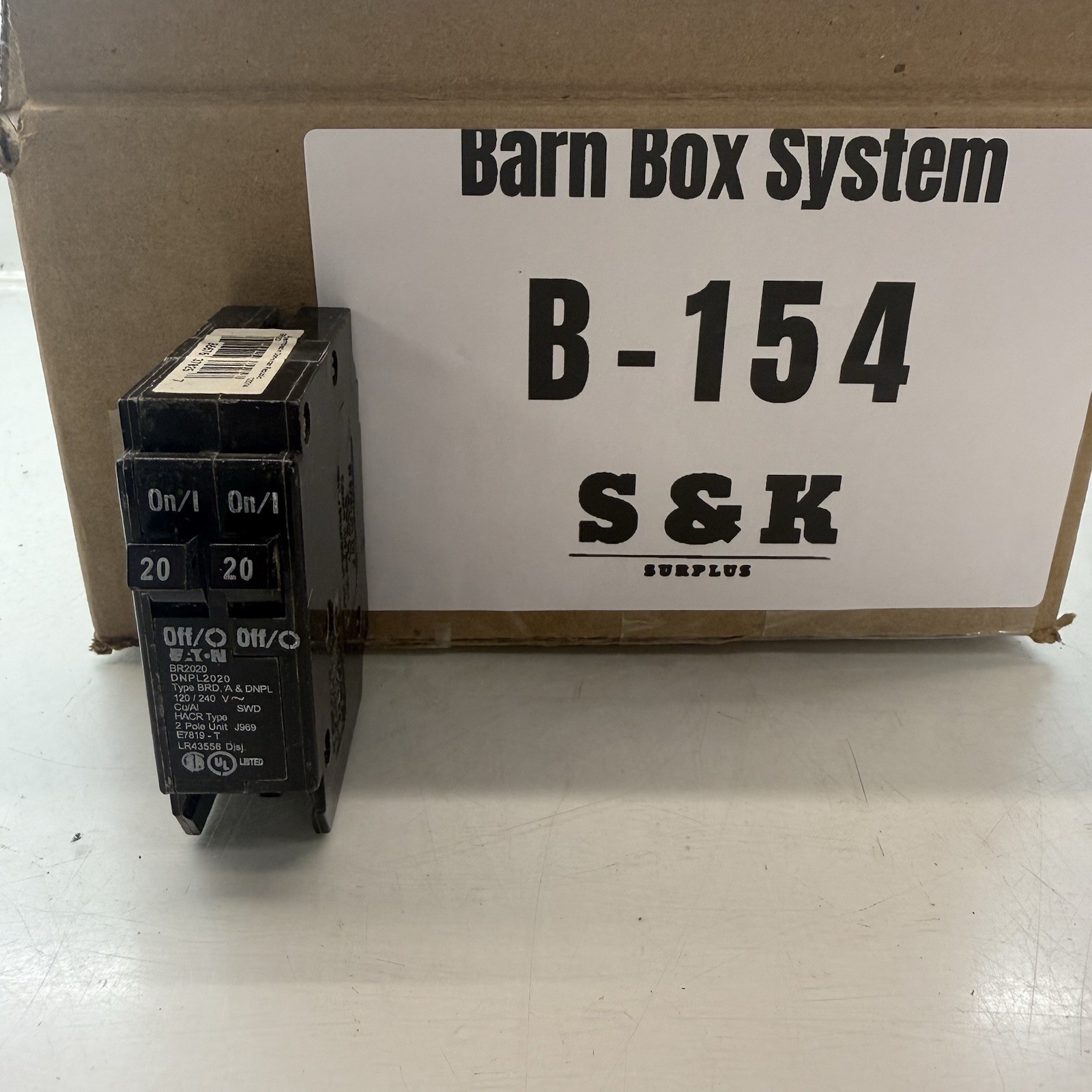 Eaton BR2020 20 Amp Double Pole 240V Plug-In Standard Trip Circuit Breaker
