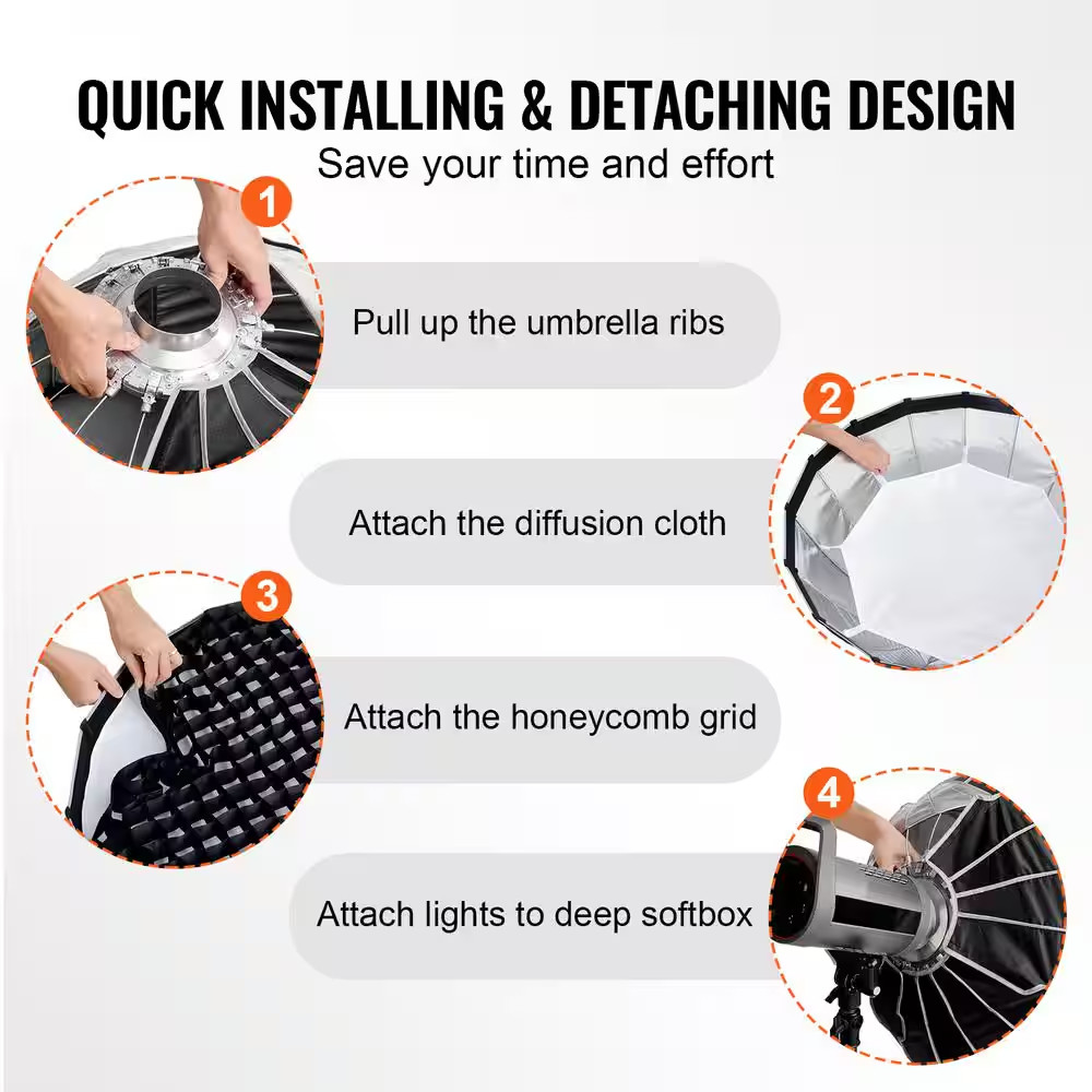 Parabolic Soft Box 33 In. Quick Release and Fold Lightweight and Portable Univer