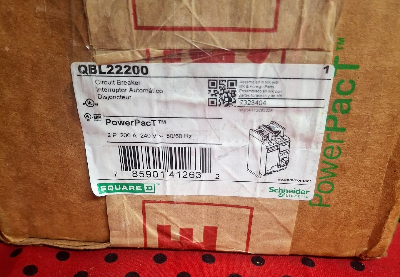 SQUARE D QBL32200 200AMP 2 Pole 240 V Circuit Breake SHIPS SAME DAY