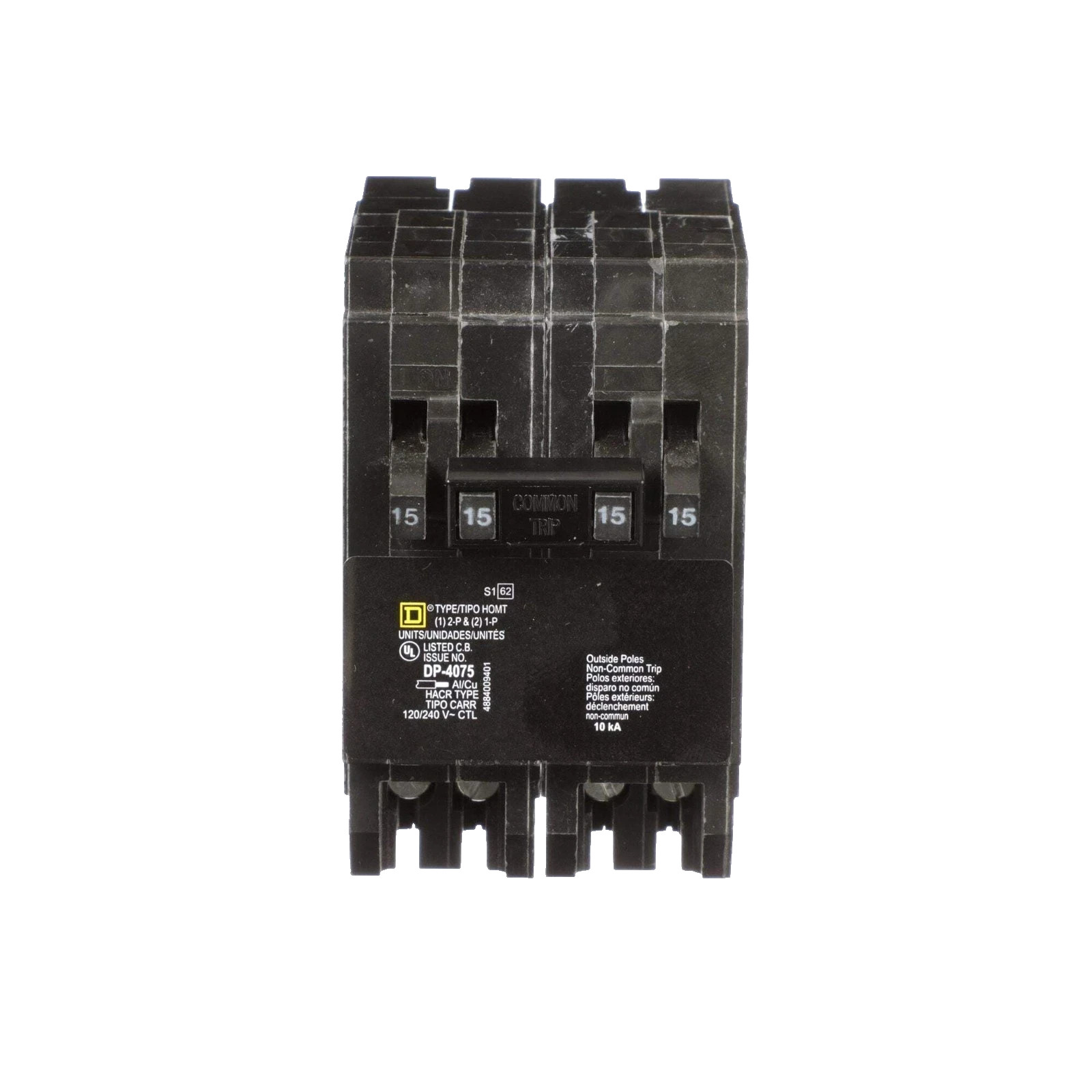 Square D Quad HOMT1515215 Tandem Breaker Two 1-Pole 15A / One 2-Pole 15A