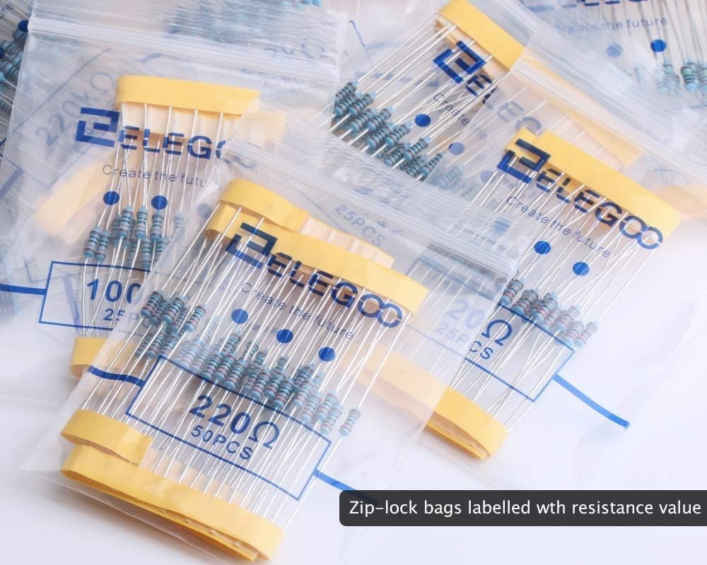 17-Value 0-1M Ohm Resistor Assortment with Color Code Guide & Compliance