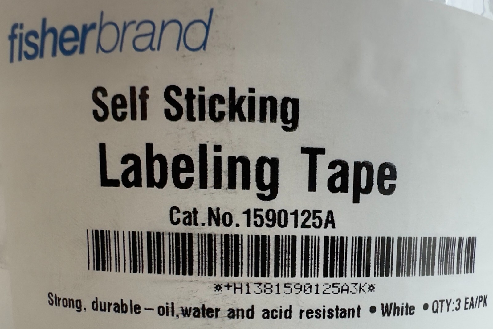 Fisherbrand Self Sticking Labeling Tape – 1590125A – 3 Rolls (Sealed)