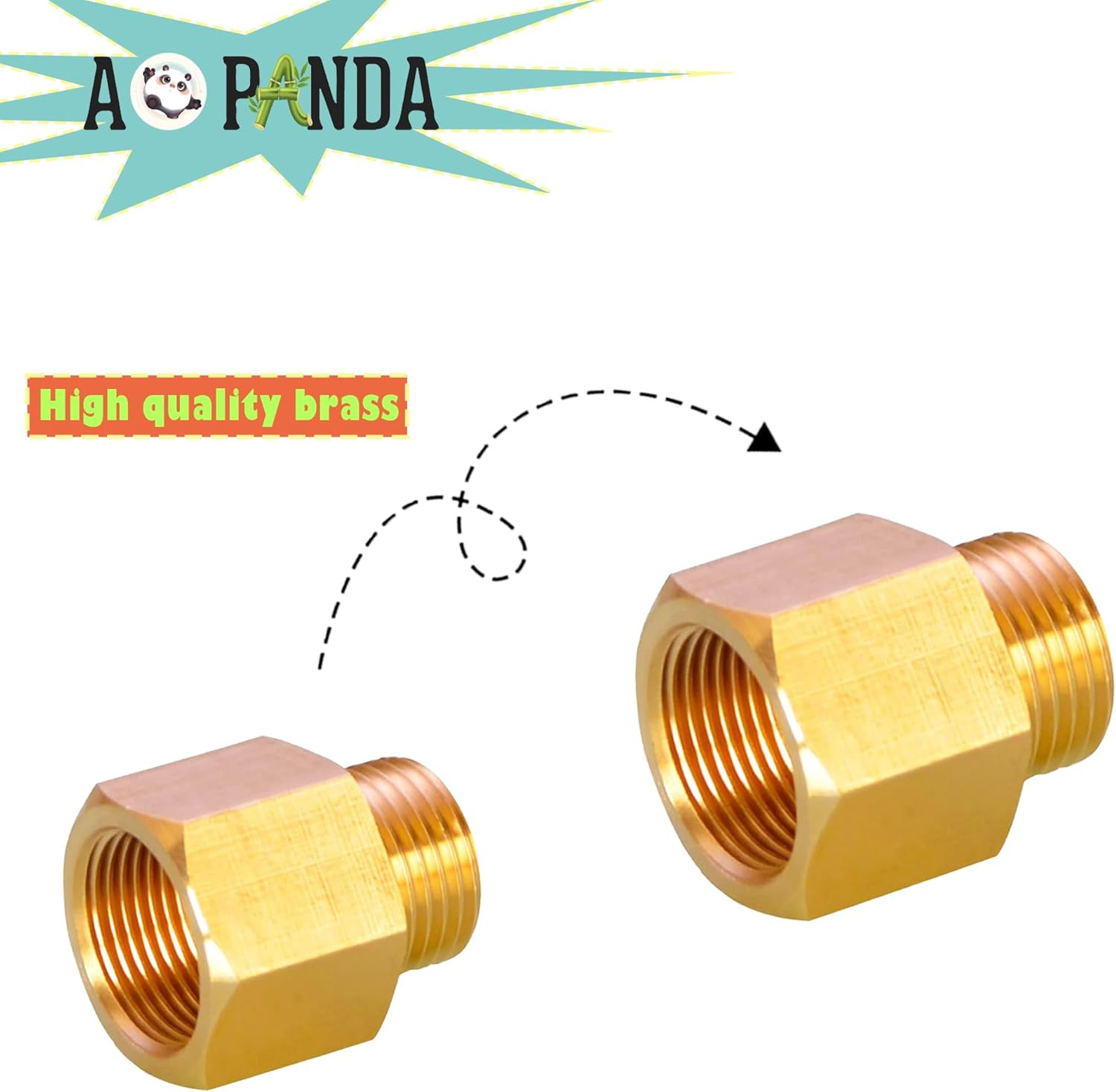 AOPANDA 1/4 NPT Male to 3/8 NPT Female Reducer Adapter, NPT Brass Pipe Fittings