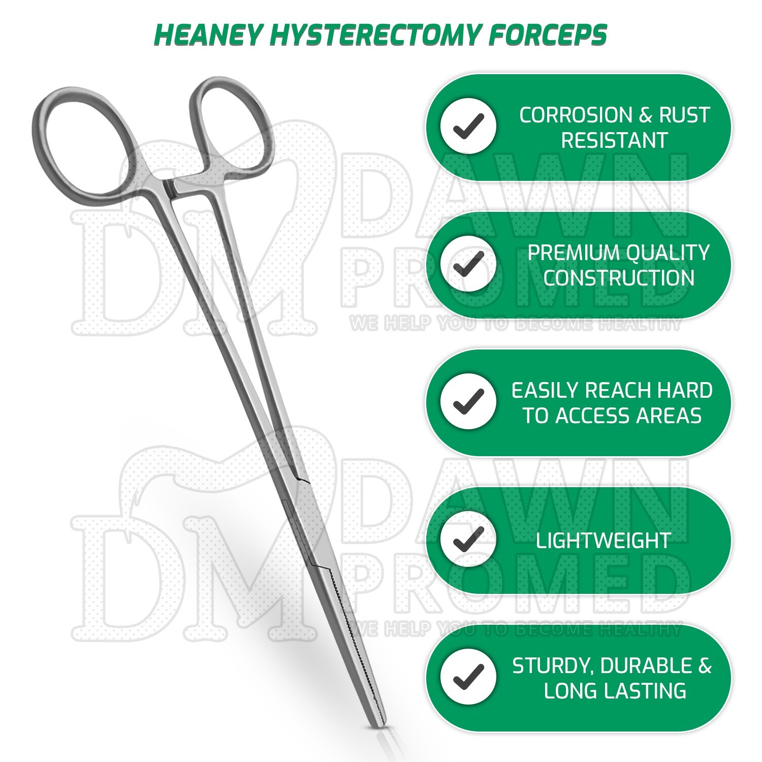 Heaney Hysterectomy Forceps Straight 8.5″ Single Tooth OB/GYN Inst German Grade