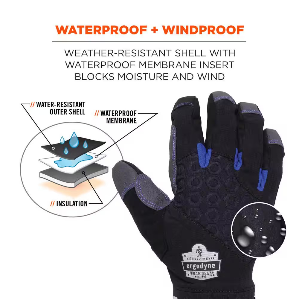 Proflex 817WP Medium Black Reinforced Thermal Waterproof Utility Gloves
