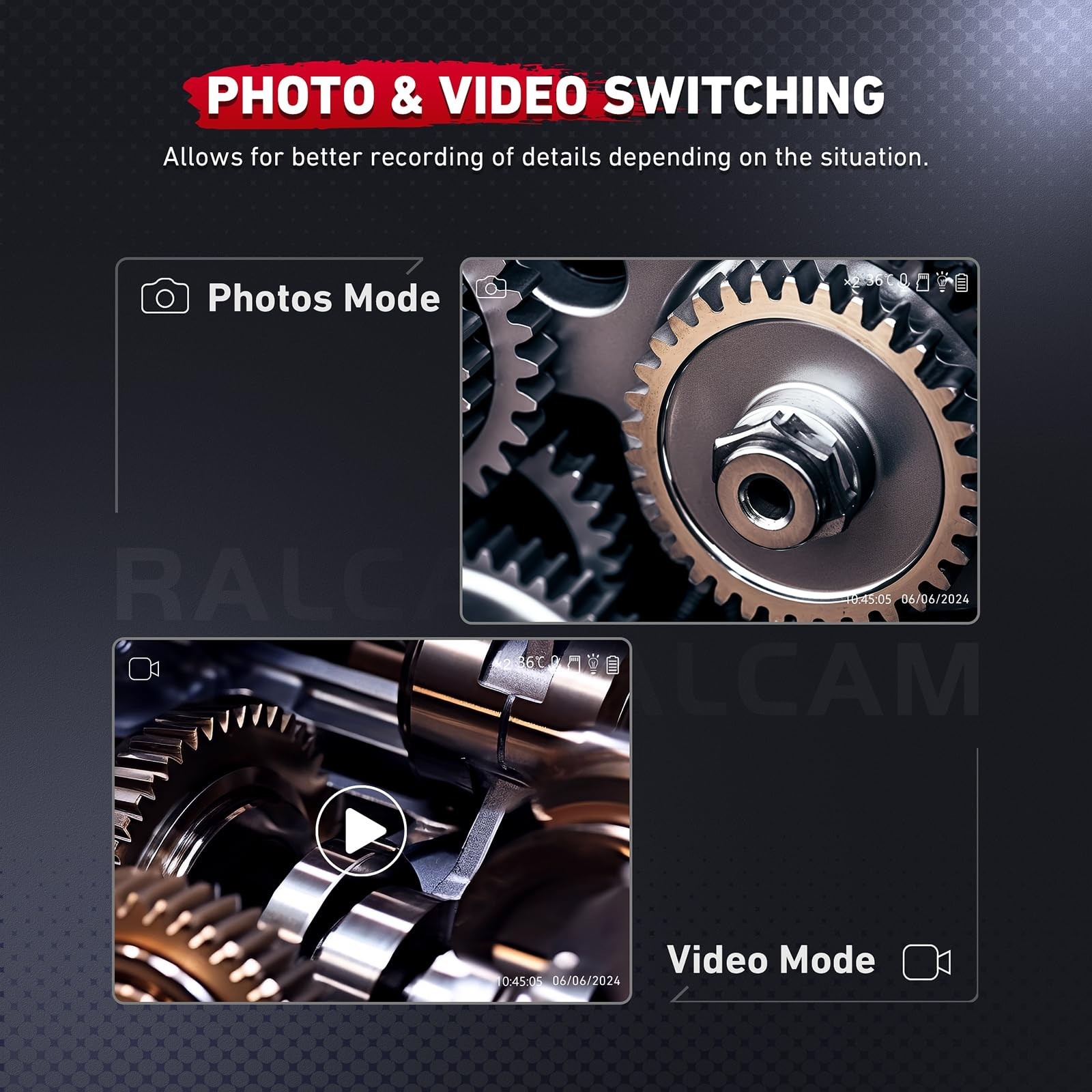 HD Two-Way Articulating Borescope Endoscope Camera with Light, 0.24in Probe, 3.3