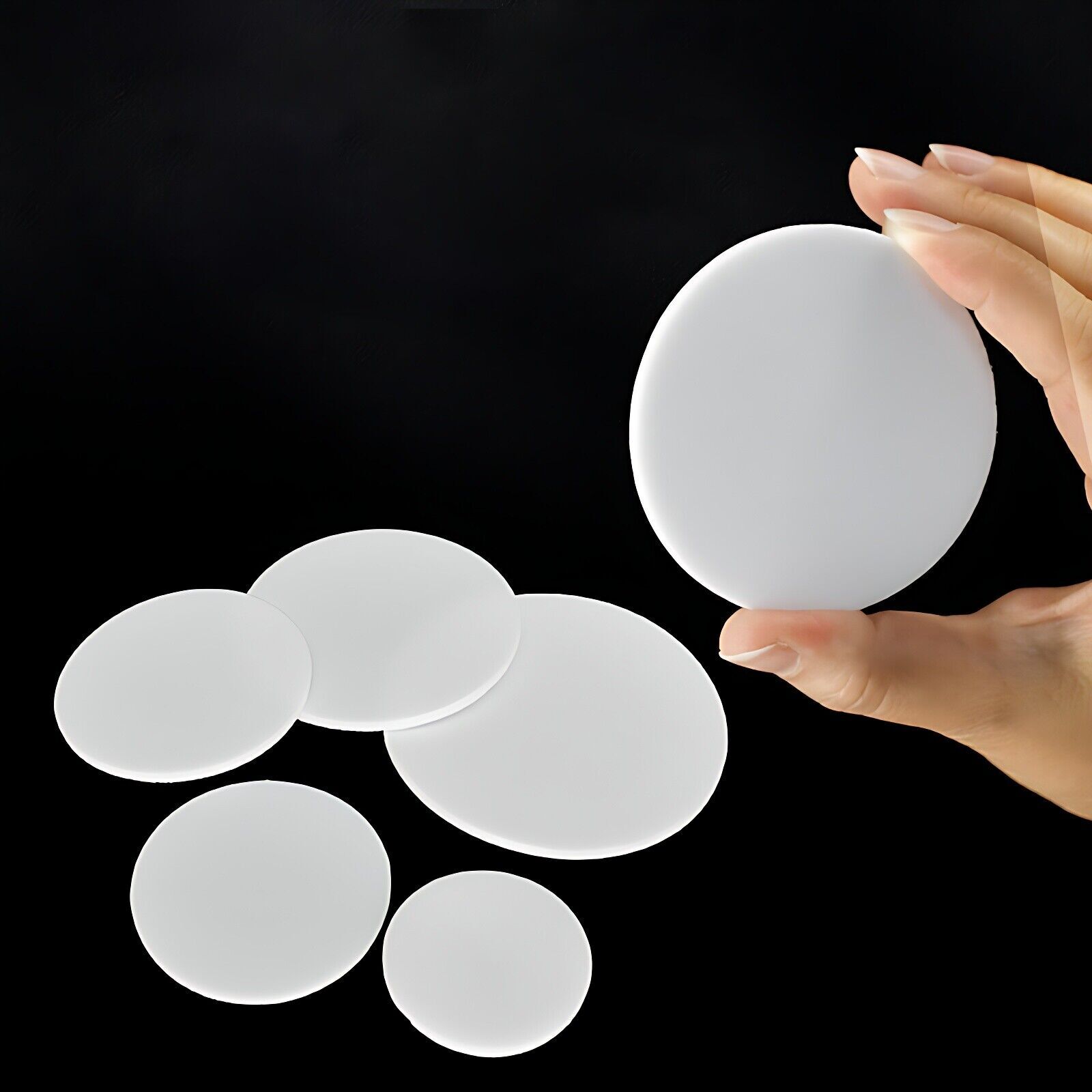 Dia 12-150mm THICK 5mm PTFE Plastic Solid Discs Flat Round Pad Sealed Cushioning