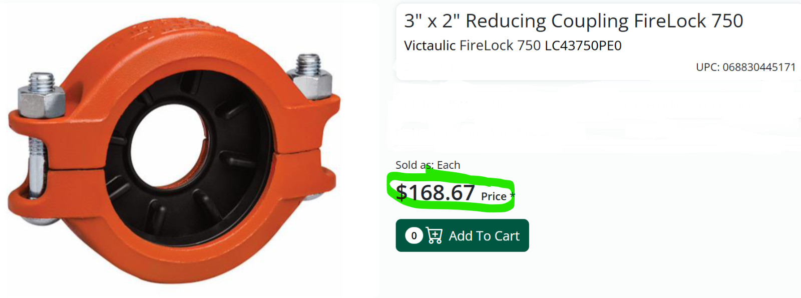 3” x 2” Victaulic FireLock™ Style 750 Painted Grooved Reducing Coupling [Z4FL]