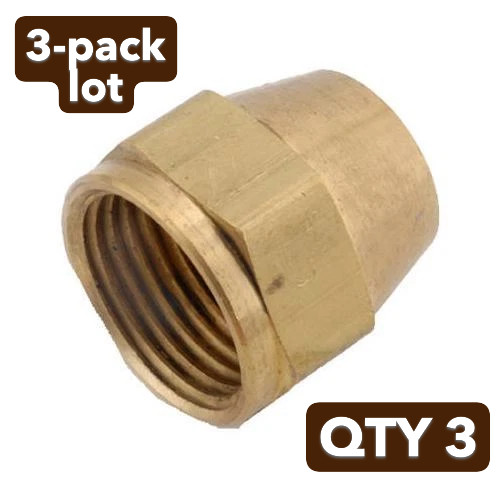3-pack lot Anderson Metals 5/8″ Brass Short Nut 754014-10 45-degree Flare