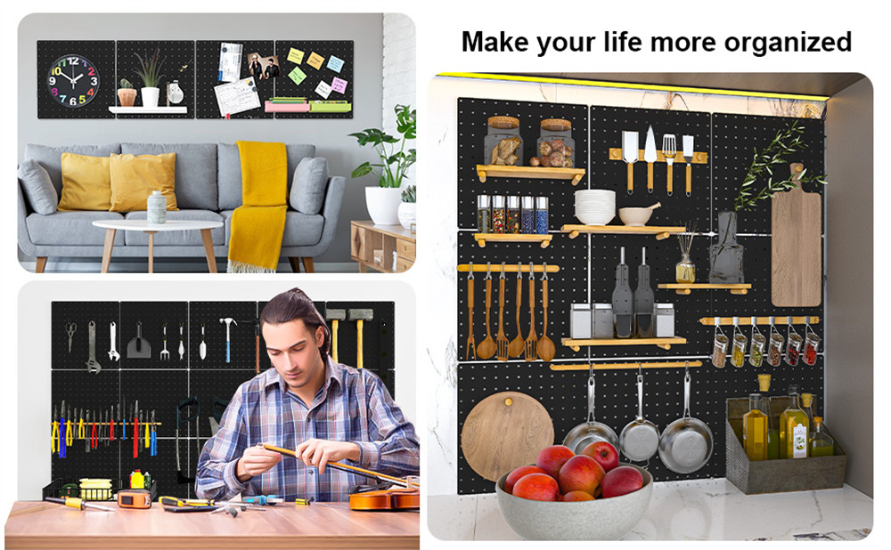 4 Packs Metal Pegboards Black Peg Boards Wall For Office Garage Basement Craft