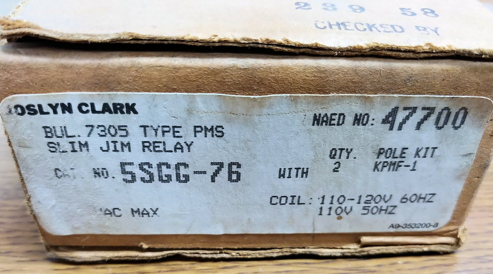Joslyn Clark 5SGG-76 Slim Jim Relay Bul. 7305 Type PMS