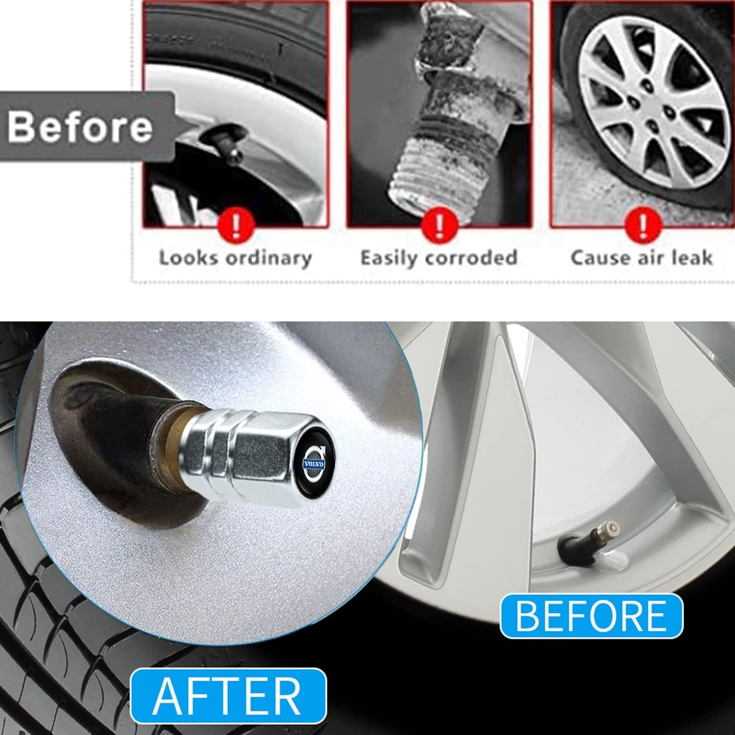 Metal Auto Car Tire Valve Stem Caps Compatible with s60 s90 xc60 xc40 xc90 v60 v