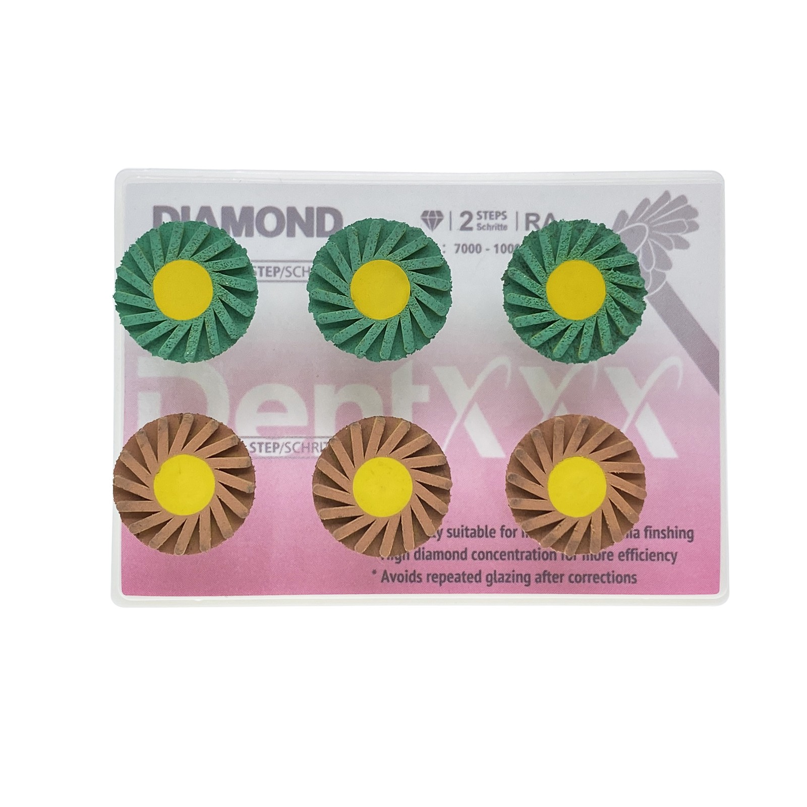 Dental Porcelain Zirconia Grinding Polishing Wheel Kit RA 2.35mm Rubber Diamond