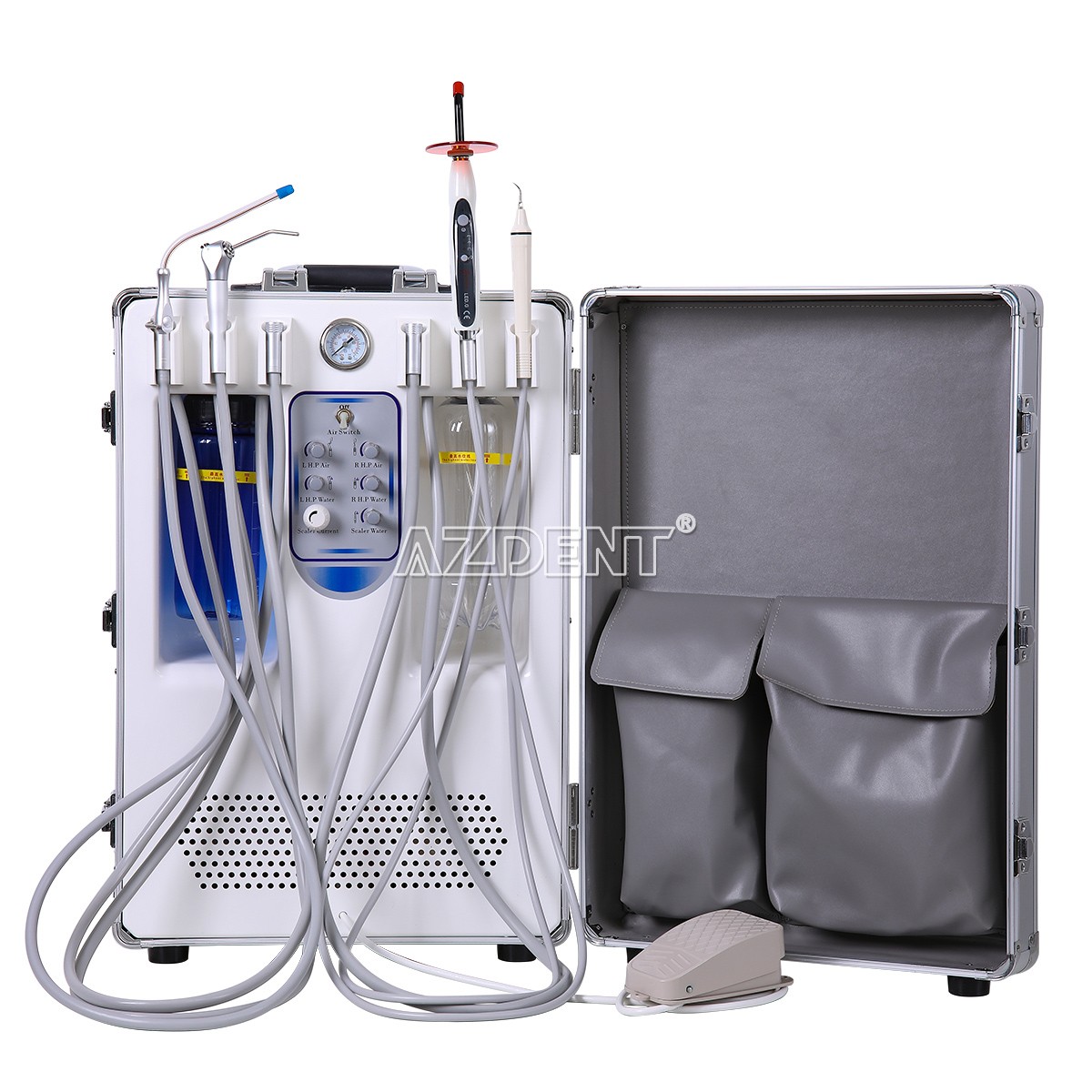 Portable Dental Delivery Unit Cart Built in Air Compressor Curing light scaler