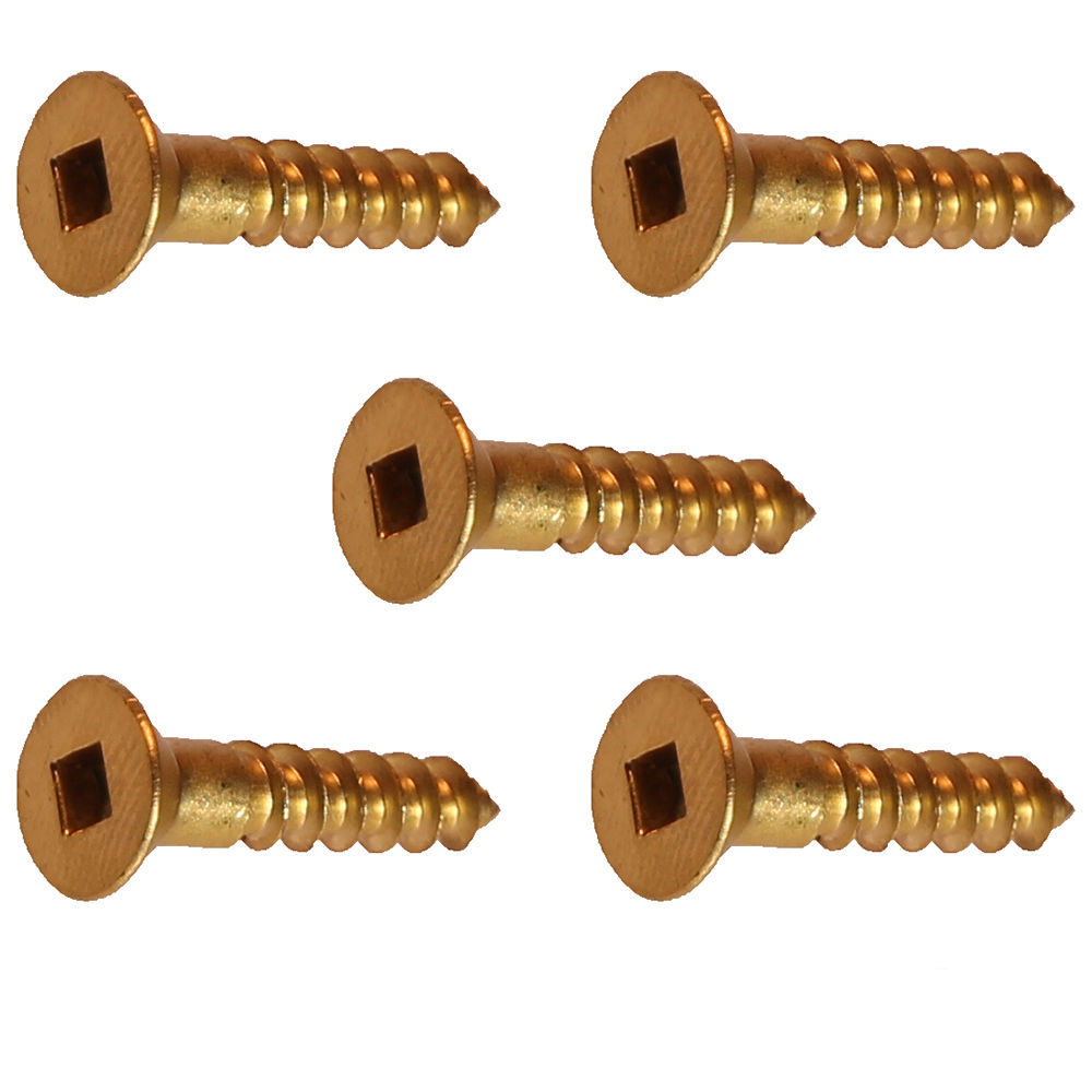 #6 x 1-1/4″ Brass Wood Screws Square Drive, Flat Head Countersunk Qty 50
