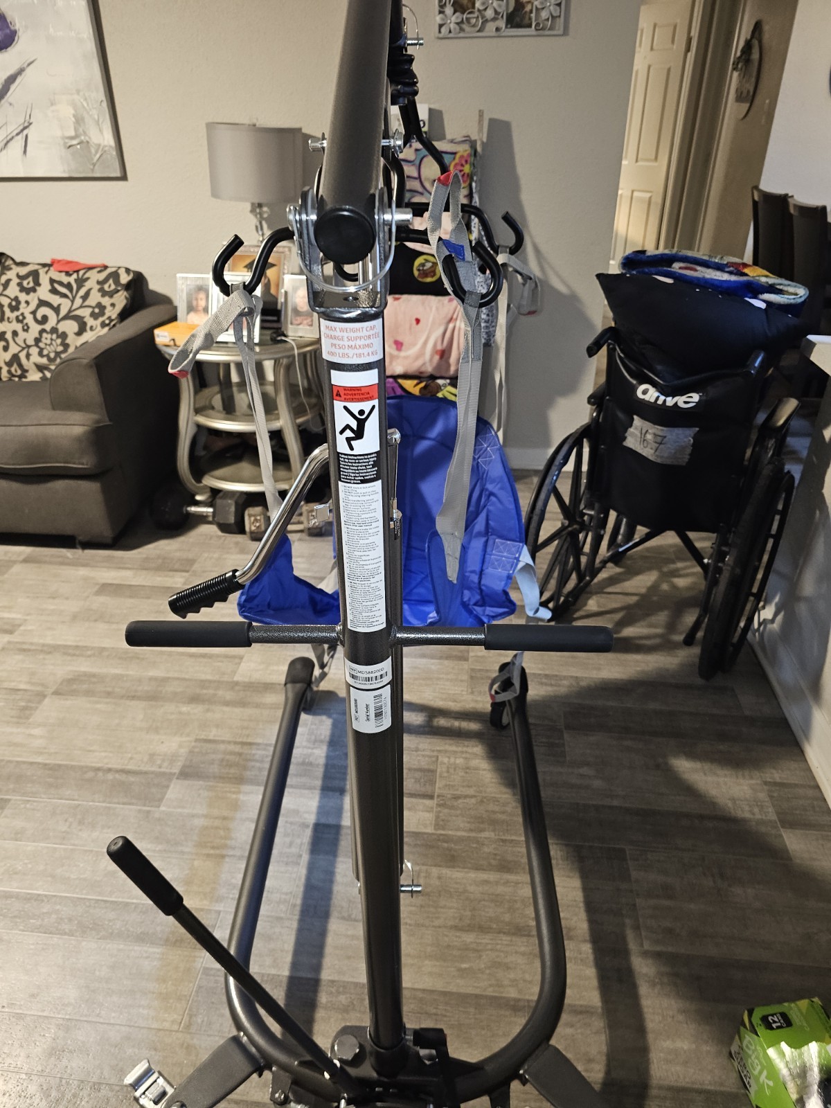Medline MDS88200D Manual Hydraulic Patient Lift Floor Lift w/ Blue Sling