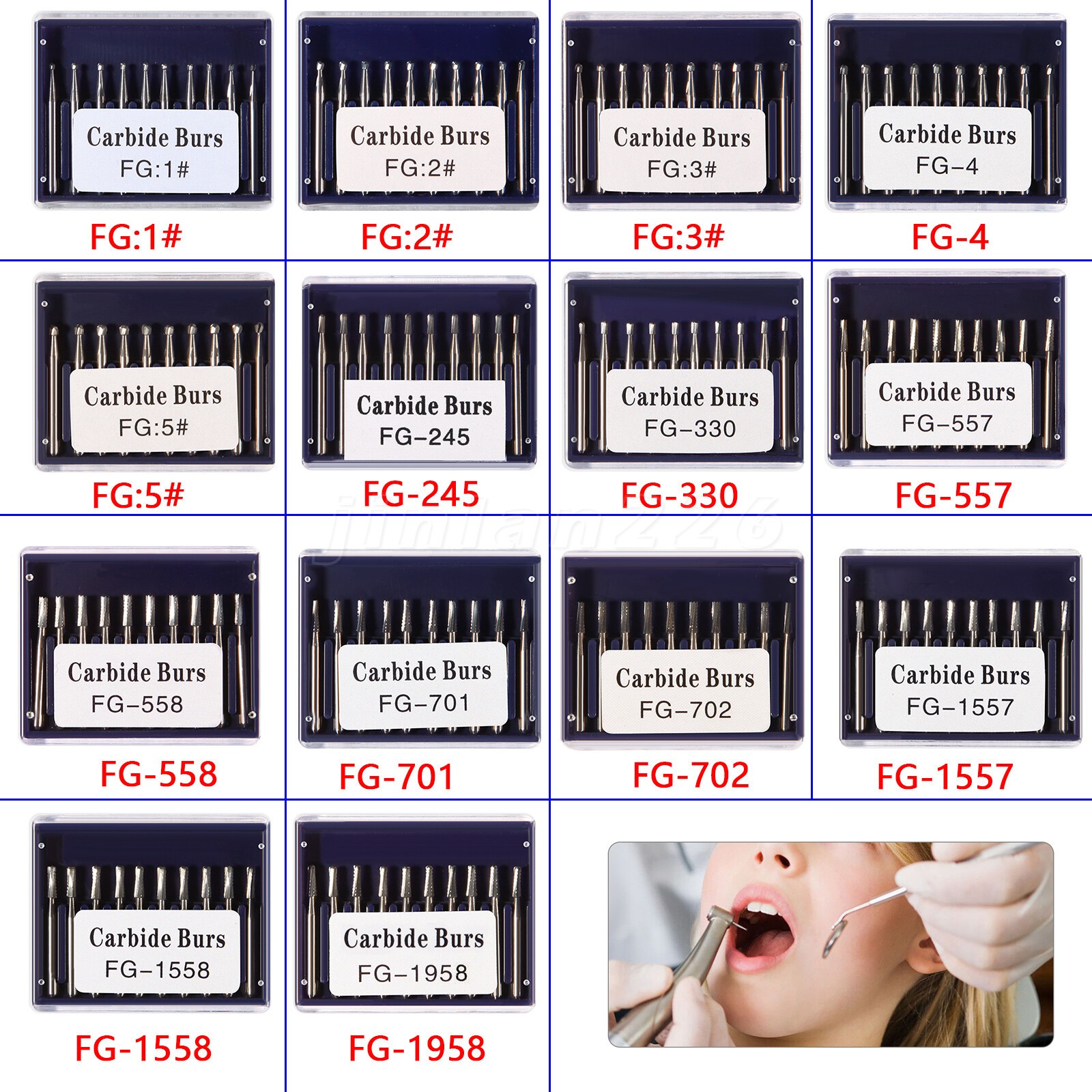 10pcs Dental Trimming Finishing Carbide Burs FG # Friction Grip Fit High Speed