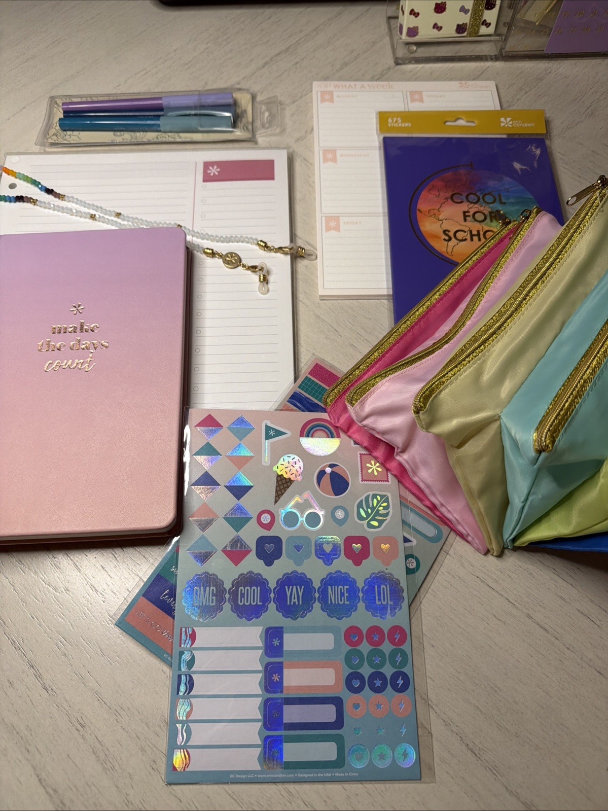 erin condren planner Pen Paper Journal Pouch Sticker Charm Set Lot Mystery
